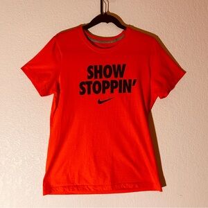NWOT Orange Nike Blue Logo “Show Stoppin” T-Shirt. Women’s XL.  Slim Fit.